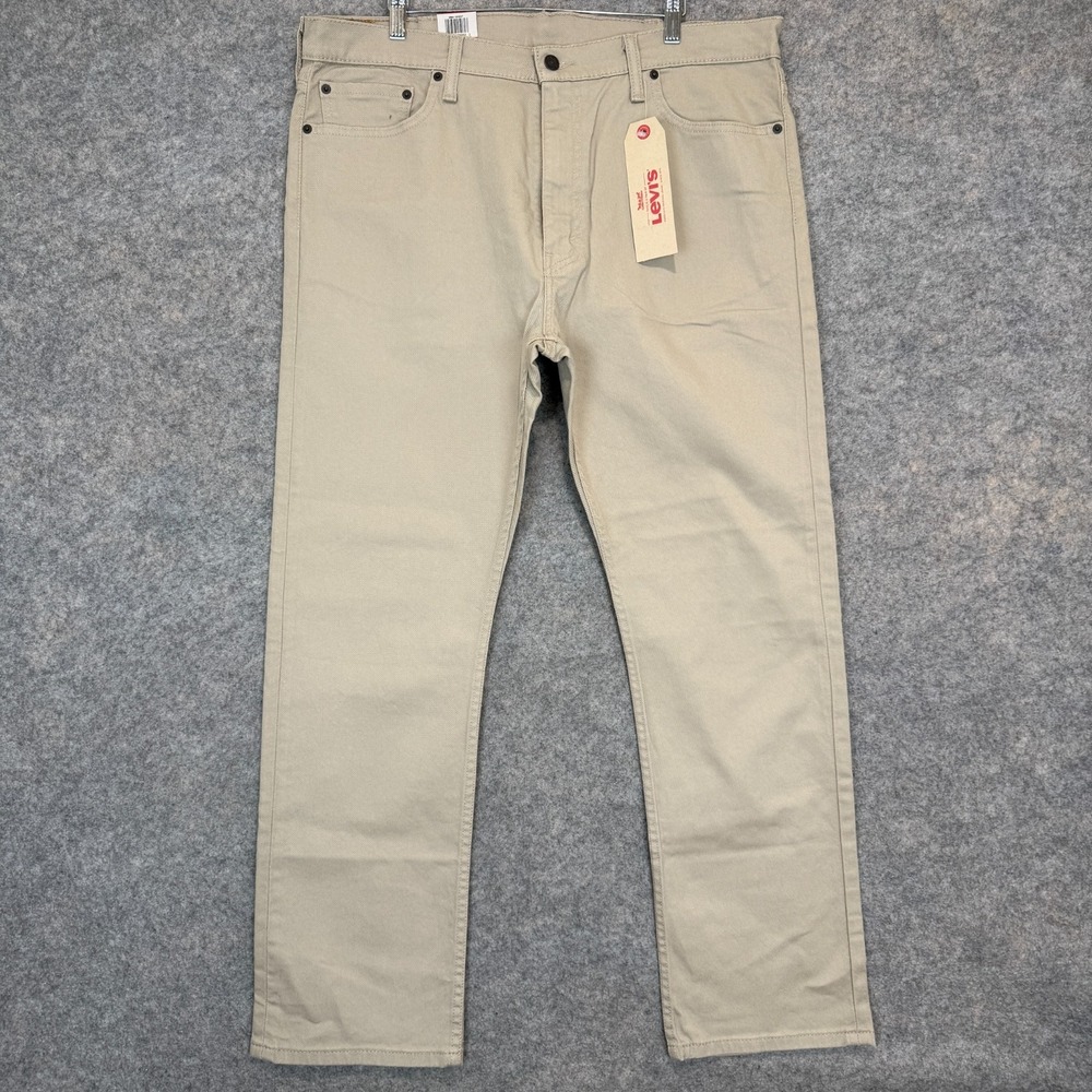 Levi's 513 Slim Straight Flex Jeans Mens 38x30 Light Wash Khaki Beige Denim Pant